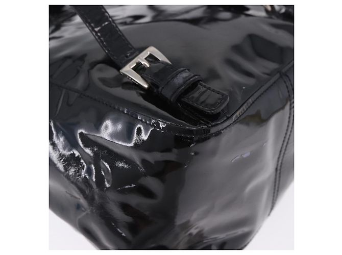 PRADA Backpack Patent Leather Black Silver Auth bs36857 Silvery - view 15