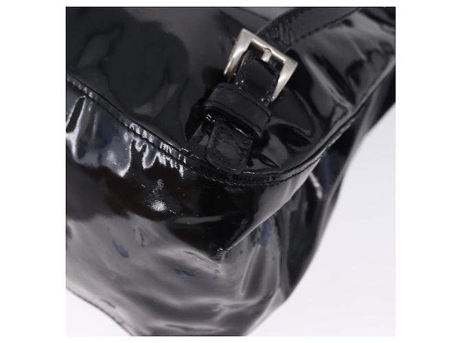 PRADA Backpack Patent Leather Black Silver Auth bs36857 Silvery - view 16