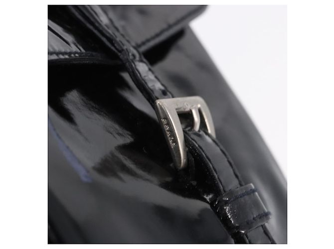 PRADA Backpack Patent Leather Black Silver Auth bs36857 Silvery - view 18