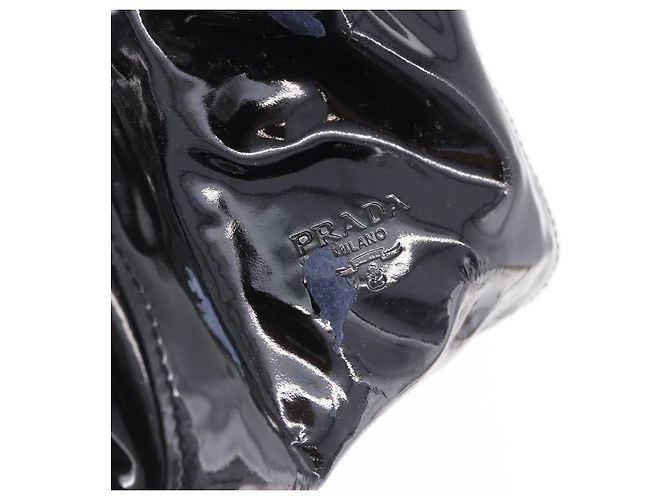 PRADA Backpack Patent Leather Black Silver Auth bs36857 Silvery - view 19