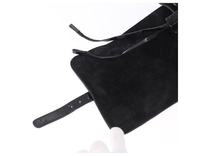 PRADA Backpack Patent Leather Black Silver Auth bs36857 Silvery - view 20