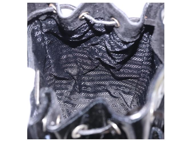 PRADA Backpack Patent Leather Black Silver Auth bs36857 Silvery - view 23