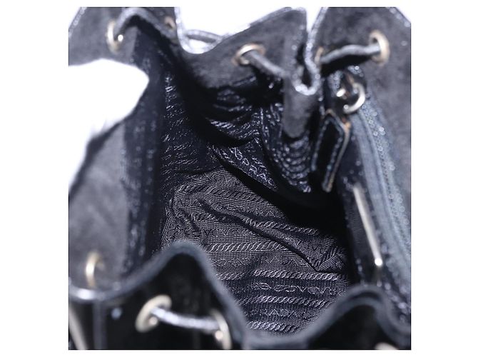 PRADA Backpack Patent Leather Black Silver Auth bs36857 Silvery - view 24