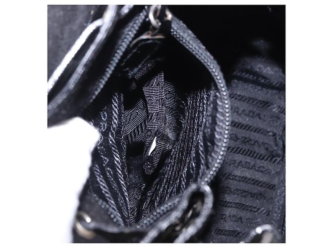 PRADA Backpack Patent Leather Black Silver Auth bs36857 Silvery - view 26