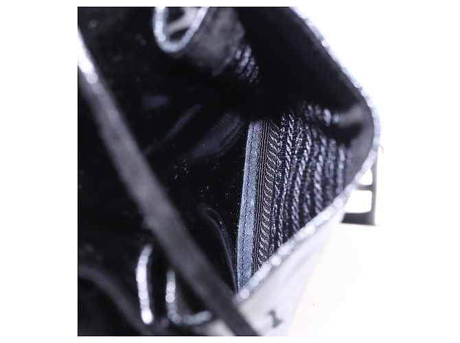PRADA Backpack Patent Leather Black Silver Auth bs36857 Silvery - view 27