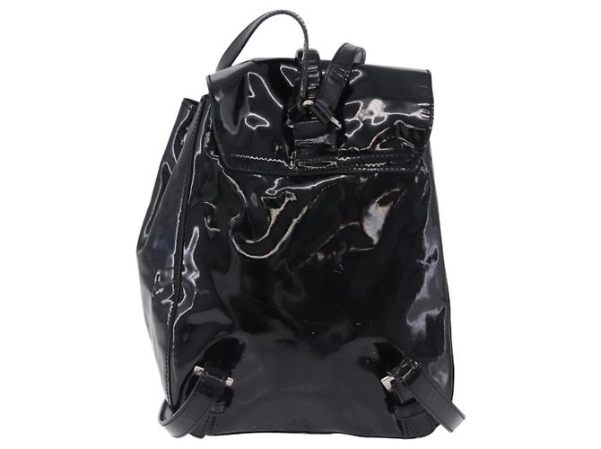 PRADA Backpack Patent Leather Black Silver Auth bs36857 Silvery - view 3