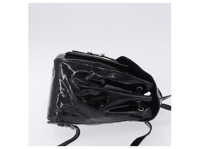 PRADA Backpack Patent Leather Black Silver Auth bs36857 Silvery - view 4