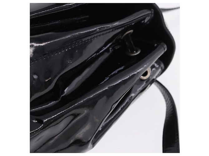 PRADA Backpack Patent Leather Black Silver Auth bs36857 Silvery - view 5