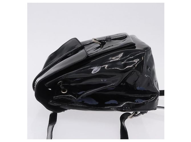 PRADA Backpack Patent Leather Black Silver Auth bs36857 Silvery - view 6