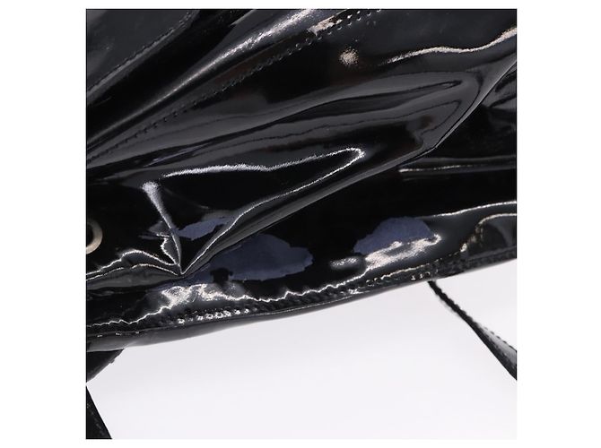 PRADA Backpack Patent Leather Black Silver Auth bs36857 Silvery - view 7