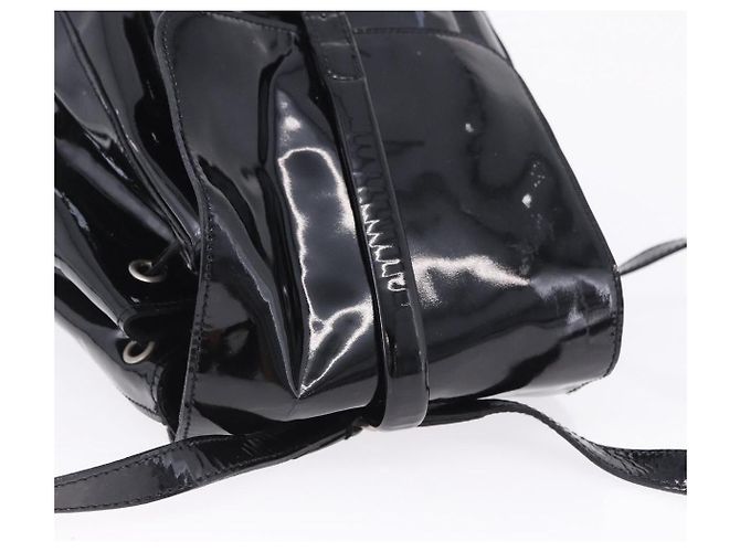 PRADA Backpack Patent Leather Black Silver Auth bs36857 Silvery - view 8