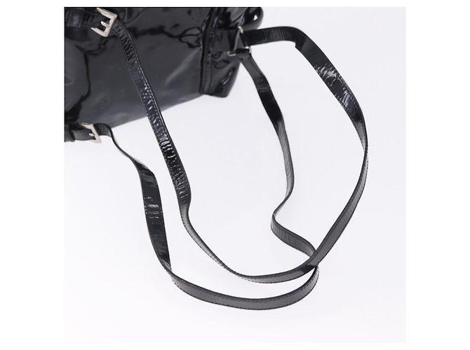 PRADA Backpack Patent Leather Black Silver Auth bs36857 Silvery - view 9