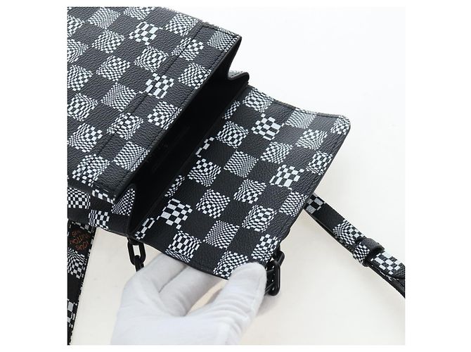 Borsa LOUIS VUITTON Damier Distorted Steamer XS Bag Black N60453 LV Auth 197245SM Nero - vista 22