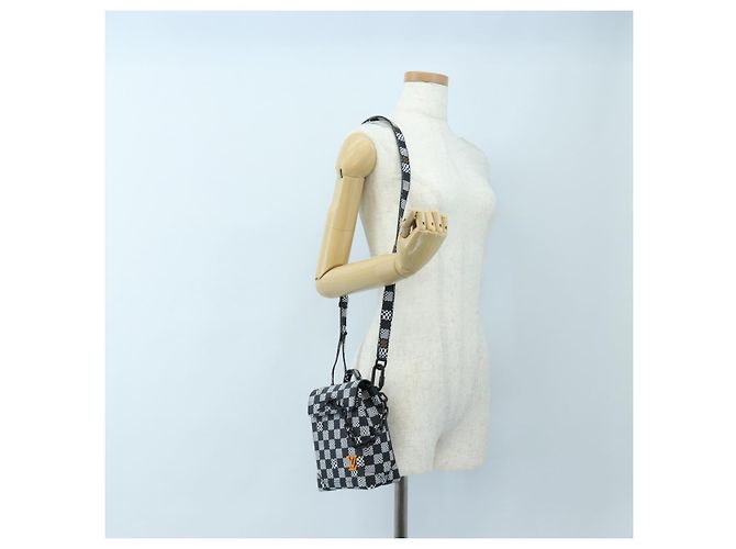 Borsa LOUIS VUITTON Damier Distorted Steamer XS Bag Black N60453 LV Auth 197245SM Nero - vista 25