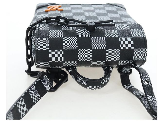 Borsa LOUIS VUITTON Damier Distorted Steamer XS Bag Black N60453 LV Auth 197245SM Nero - vista 6