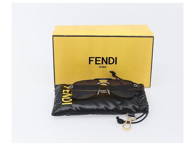 FENDI randlose Sonnenbrille Metall Black Auth BA15677M Schwarz - Ansicht 16