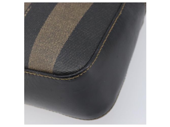 Pequin Borsa a mano FENDI Pecan Canvas PVC Marrone Nero Auth 203448 - vista 10