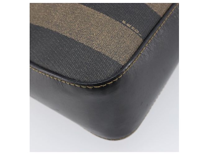 Pequin Borsa a mano FENDI Pecan Canvas PVC Marrone Nero Auth 203448 - vista 13