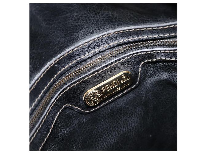 Pequin Borsa a mano FENDI Pecan Canvas PVC Marrone Nero Auth 203448 - vista 15