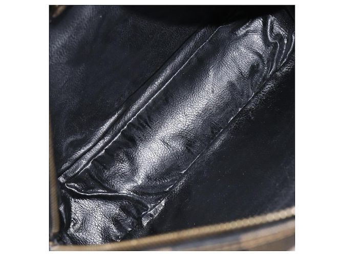 Pequin Borsa a mano FENDI Pecan Canvas PVC Marrone Nero Auth 203448 - vista 16