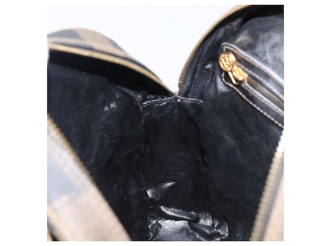 Pequin Borsa a mano FENDI Pecan Canvas PVC Marrone Nero Auth 203448 - vista 18