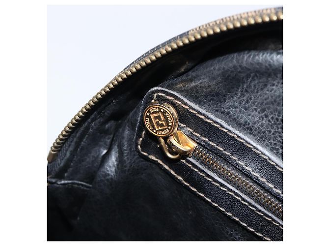 Pequin Borsa a mano FENDI Pecan Canvas PVC Marrone Nero Auth 203448 - vista 19