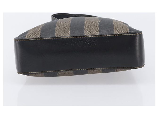 Pequin Borsa a mano FENDI Pecan Canvas PVC Marrone Nero Auth 203448 - vista 9
