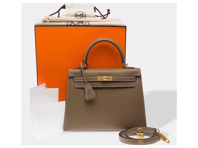 Hermès Borsa HERMES Kelly 25 in Pelle Étoupe - 103913 Taupe - vista 2
