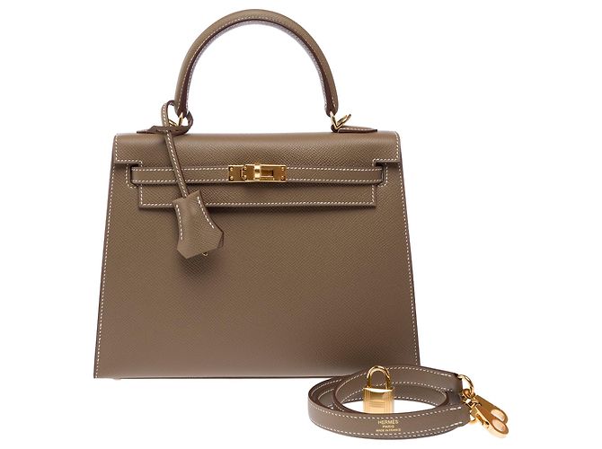 Hermès Borsa HERMES Kelly 25 in Pelle Étoupe - 103913 Taupe - vista 3