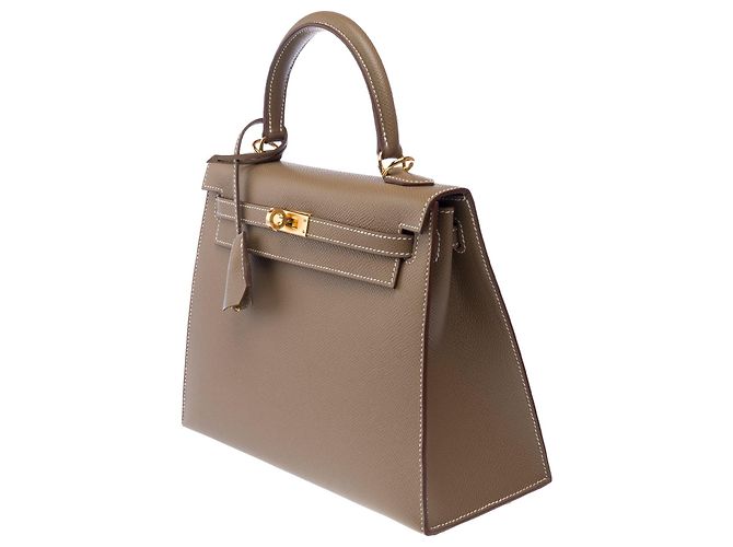 Hermès Borsa HERMES Kelly 25 in Pelle Étoupe - 103913 Taupe - vista 5