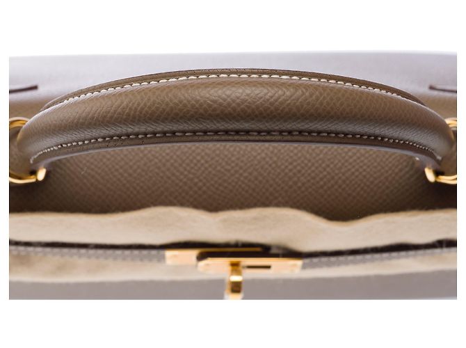 Hermès Borsa HERMES Kelly 25 in Pelle Étoupe - 103913 Taupe - vista 7