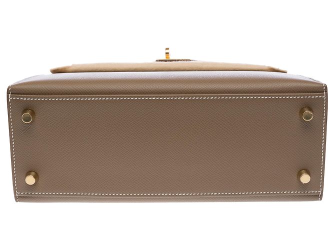 Hermès Borsa HERMES Kelly 25 in Pelle Étoupe - 103913 Taupe - vista 8