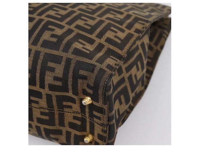 Borsa a mano FENDI Zucca Canvas Nero Marrone Auth 203801V - vista 10