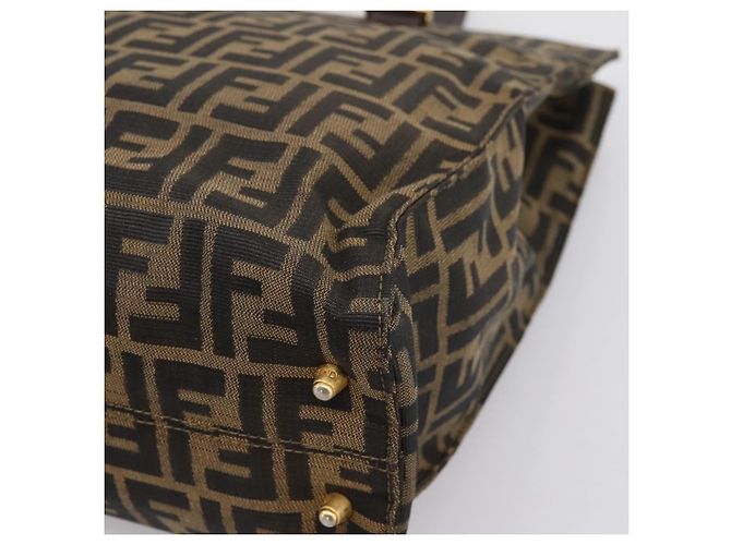Borsa a mano FENDI Zucca Canvas Nero Marrone Auth 203801V - vista 12