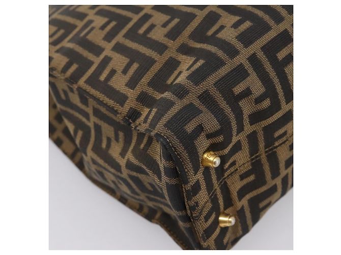 Borsa a mano FENDI Zucca Canvas Nero Marrone Auth 203801V - vista 13