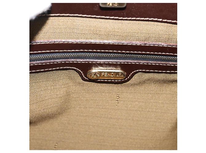 Borsa a mano FENDI Zucca Canvas Nero Marrone Auth 203801V - vista 14