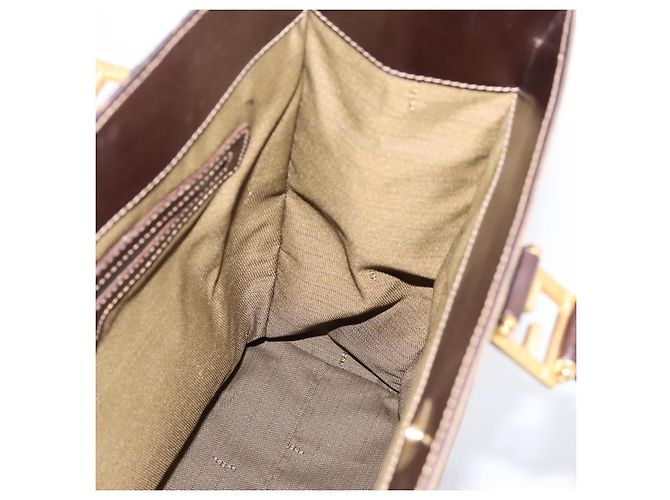 Borsa a mano FENDI Zucca Canvas Nero Marrone Auth 203801V - vista 16