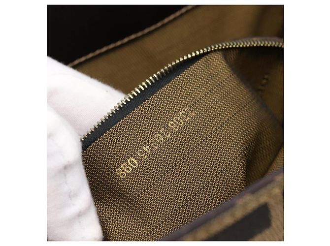 Borsa a mano FENDI Zucca Canvas Nero Marrone Auth 203801V - vista 20