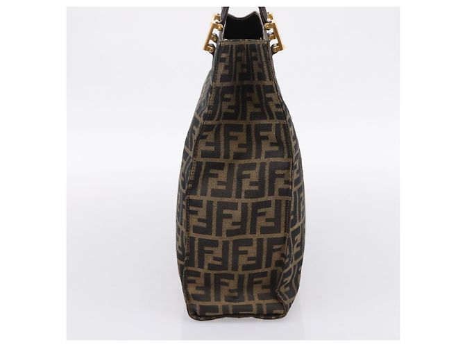 Borsa a mano FENDI Zucca Canvas Nero Marrone Auth 203801V - vista 4