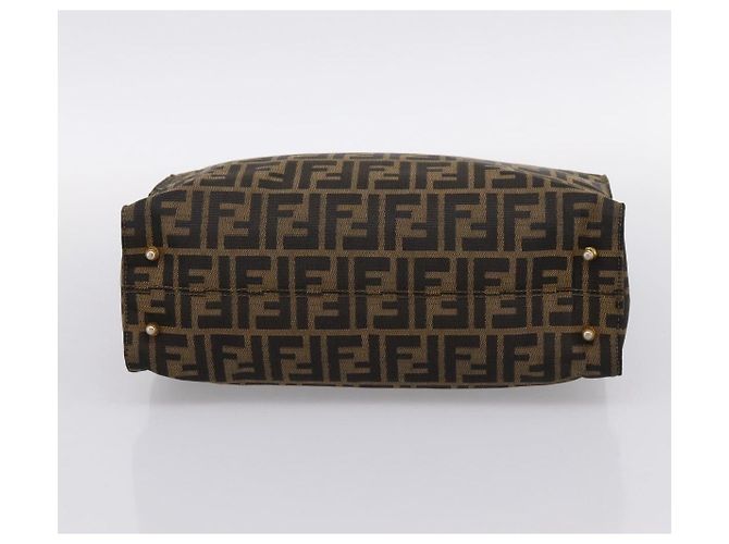 Borsa a mano FENDI Zucca Canvas Nero Marrone Auth 203801V - vista 9