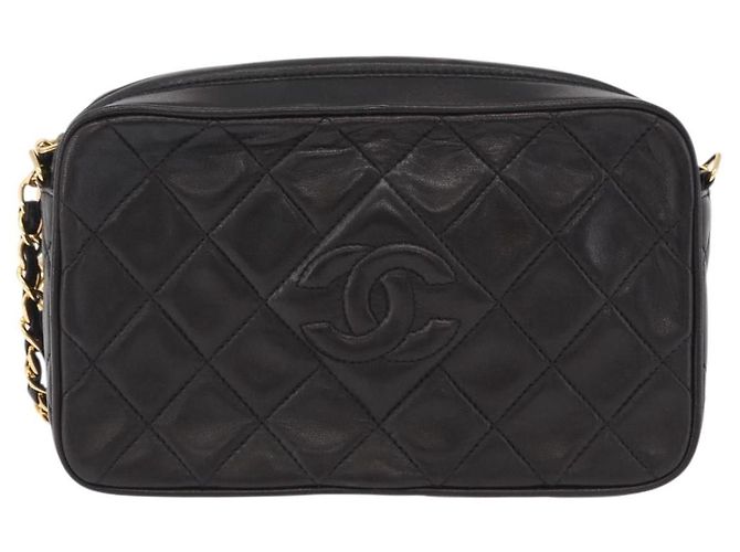 Borsa a tracolla CHANEL Matelasse con catena in pelle d'agnello nera e oro CC Auth 200580V Nero D'oro - vista 2