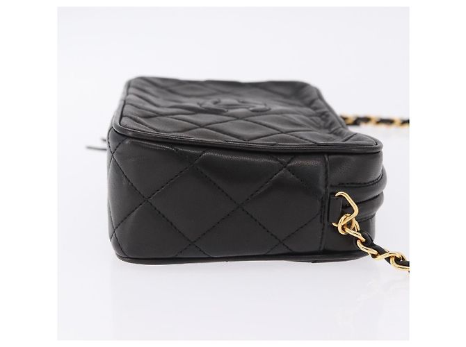 Borsa a tracolla CHANEL Matelasse con catena in pelle d'agnello nera e oro CC Auth 200580V Nero D'oro - vista 4
