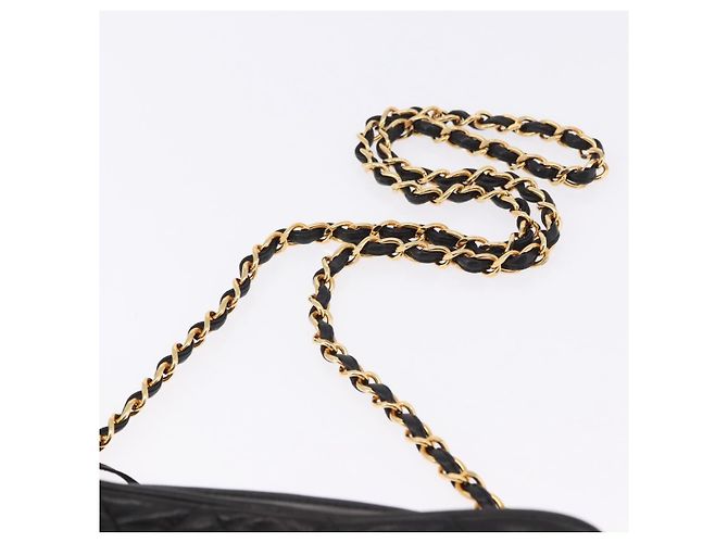 Borsa a tracolla CHANEL Matelasse con catena in pelle d'agnello nera e oro CC Auth 200580V Nero D'oro - vista 8