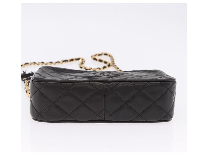 Borsa a tracolla CHANEL Matelasse con catena in pelle d'agnello nera e oro CC Auth 200580V Nero D'oro - vista 9