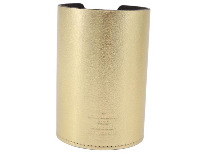 LOUIS VUITTON Monogram Pocrayon Gaston Pen Case Gold LV Auth 202723A Dorado Monograma - vista 2