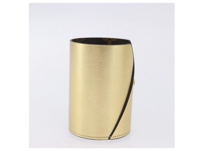 LOUIS VUITTON Monogram Pocrayon Gaston Pen Case Gold LV Auth 202723A Dorado Monograma - vista 4