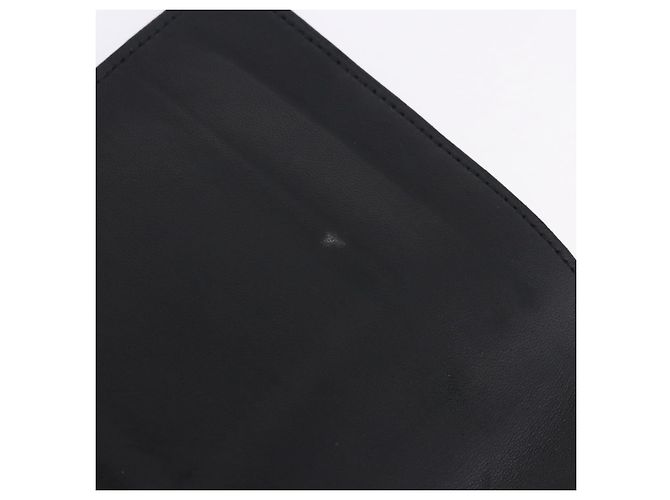 Hermès Portafoglio HERMES Dogon GM in pelle nera argento Auth 203322 Nero - vista 15