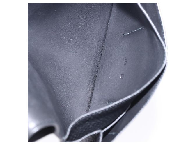 Hermès Portafoglio HERMES Dogon GM in pelle nera argento Auth 203322 Nero - vista 16