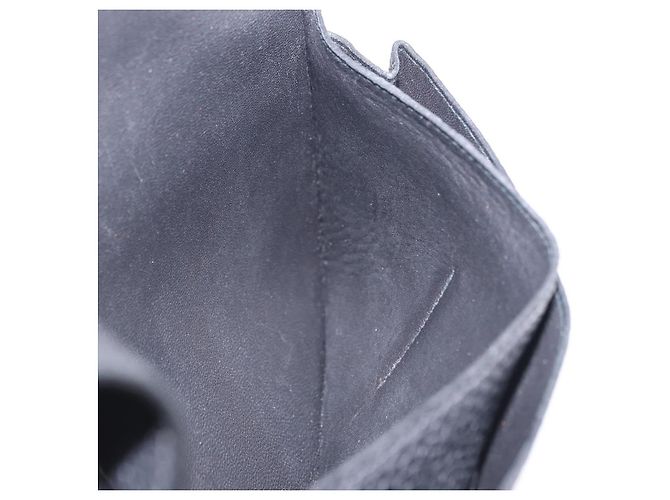 Hermès Portafoglio HERMES Dogon GM in pelle nera argento Auth 203322 Nero - vista 17