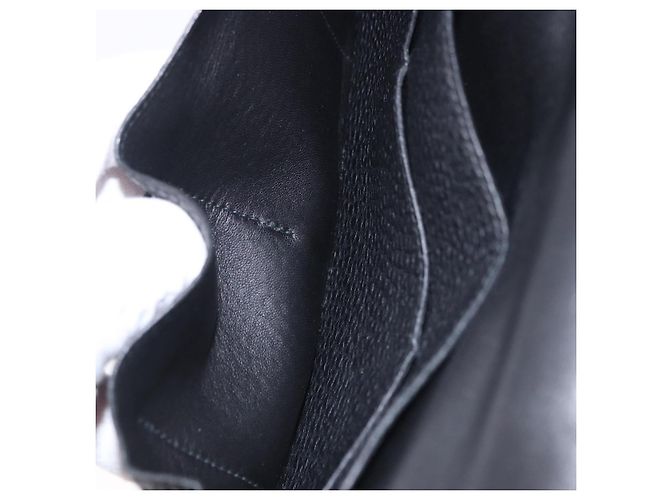 Hermès Portafoglio HERMES Dogon GM in pelle nera argento Auth 203322 Nero - vista 19